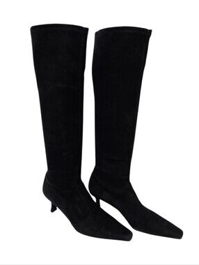 Stuart Weitzman Black Suede Knee-High Boots